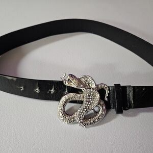 Black Belt with Silver Snake Buckle